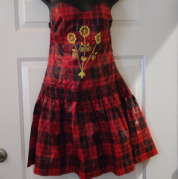 Nuvula Plaid Embroidered Drop Waist Dress - Picture 3 of 10
